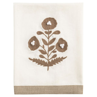 Cream Embroidered Tea Towel