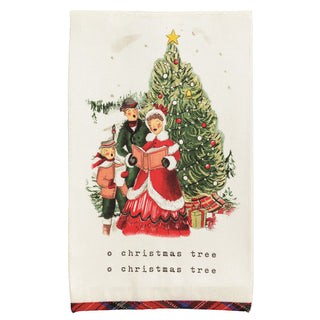 carolers-christmas-tartan-hem-towel