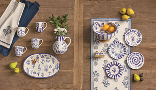 Blue Round Flower Salad Plate