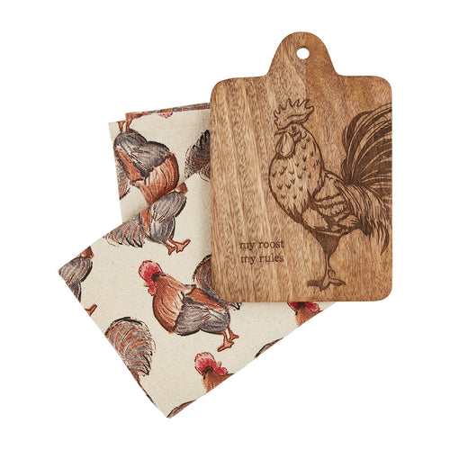 Rooster Board & Towel Set