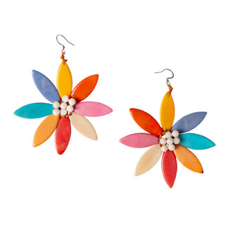 Multi color flower earrings 

