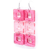 Triple Cubies Pink Swirl & Shimmer Acrylic Earrings at MainStreet Mercantile
