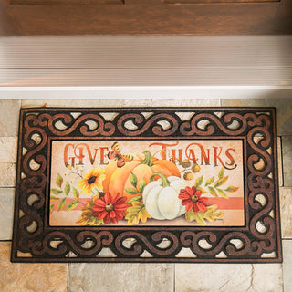 Swapable fall doormat 'Give Thanks'