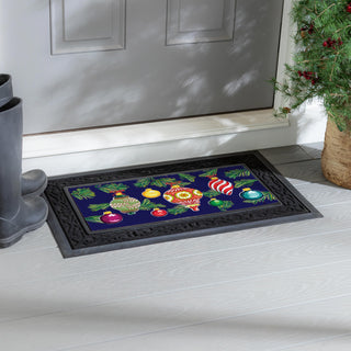 Decorative doormat with Christmas design.