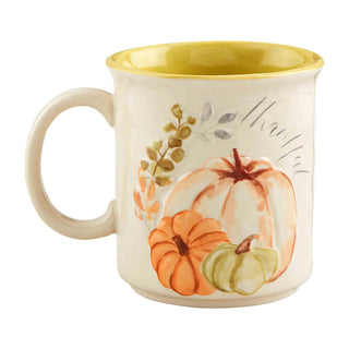 Mug with pumpkin design and 'Thankful' text 