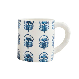 Block Print Blue Floral Mug