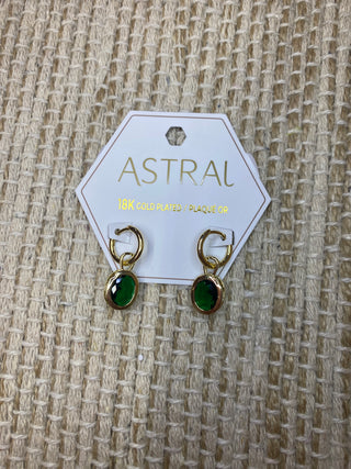 Earrings Emerald Green Gold Dangle