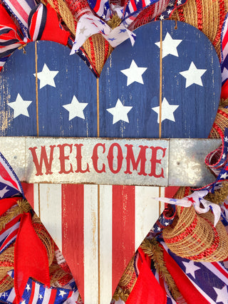 Wreath Mesh Patriotic Heart