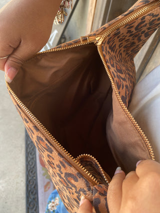 Sophie Red Leopard Suede Bag