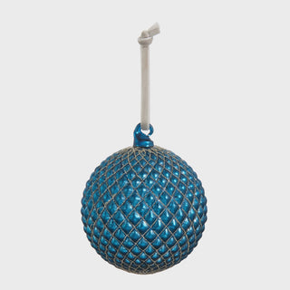 Blue quilted ball ornament