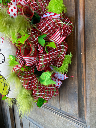 Wreath Mesh Green Monster Face