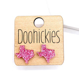Pink Glitter Texas Acrylic Stud Earrings at MainStreet Mercantile