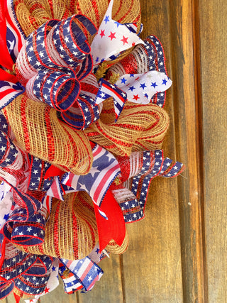 Wreath Mesh Patriotic Heart