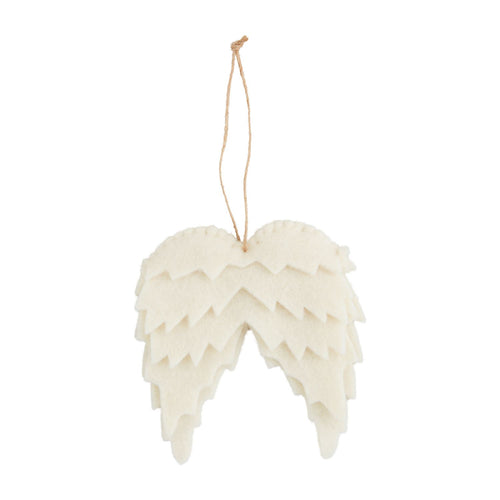 WINGS WHITE FELT ORNAMENT