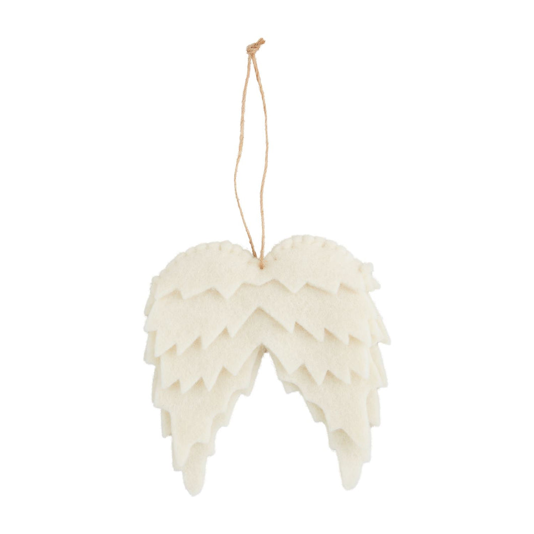 WINGS WHITE FELT ORNAMENT