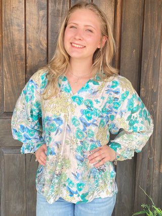 Green Watercolor Blouse