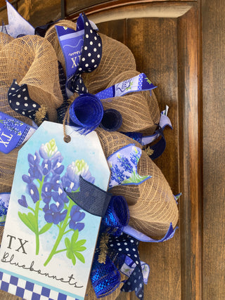 Wreath Mesh Bluebonnet w bow