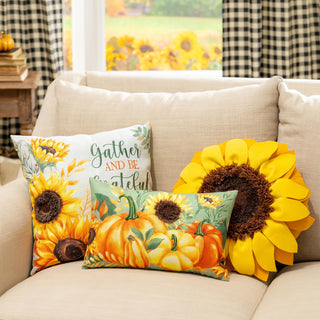 Dual-sided fall themed throw pillow 