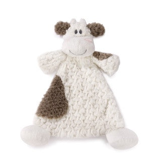 Plush toy with a white face, brown ears and body, and white arms and legs on a white background