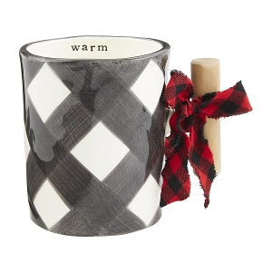 Big striped mug with wooden handle