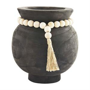 Black Paulowina Beaded Pot