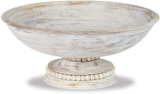 Beaded Wood Pedestal Bowl