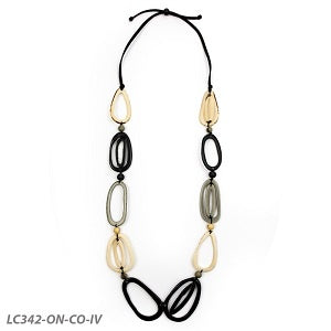 Necklace Onyx Ivory Gray Loop