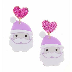 Earrings Pink Heart Santa