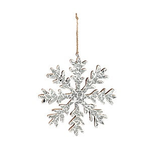 Wood Snowflake Mirror Mosaic Orn