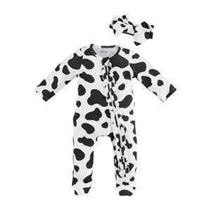 Cow Print Sleeper and HB 6-9M