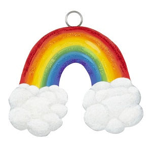 Colorful rainbow Round Top Charm with clouds 
