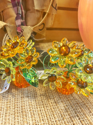 Acrylic Sunflower Pumpkin Posy - 4"