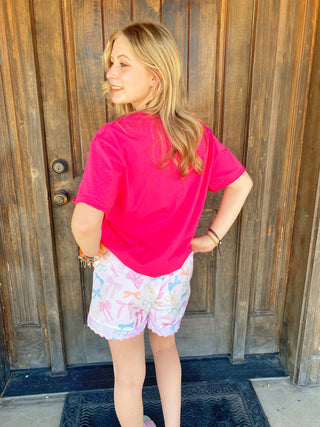 Pink Bow Pajama Shorts Large