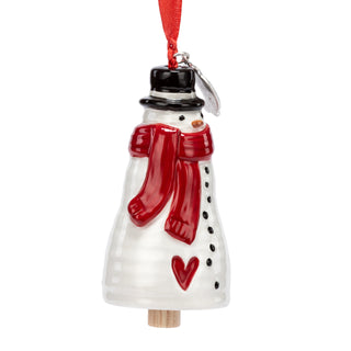 Remembrance Snowman Red Heart Mini Bell Ornament -