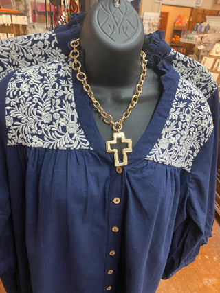Chunky Chain & Cross Pendant Necklace