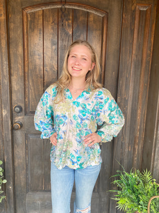 Green Watercolor Blouse