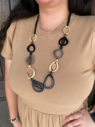 Necklace Onyx Ivory Gray Loop