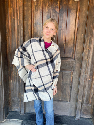 Poncho Window Pane Ivory