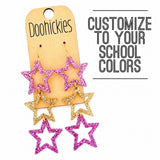 Triple Star School Spirit Earrings - Purple & Gold at MainStreet Mercantile