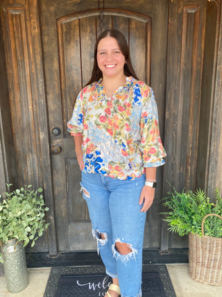 Blue Watercolor Blouse