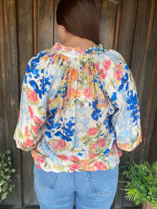 Blue Watercolor Blouse
