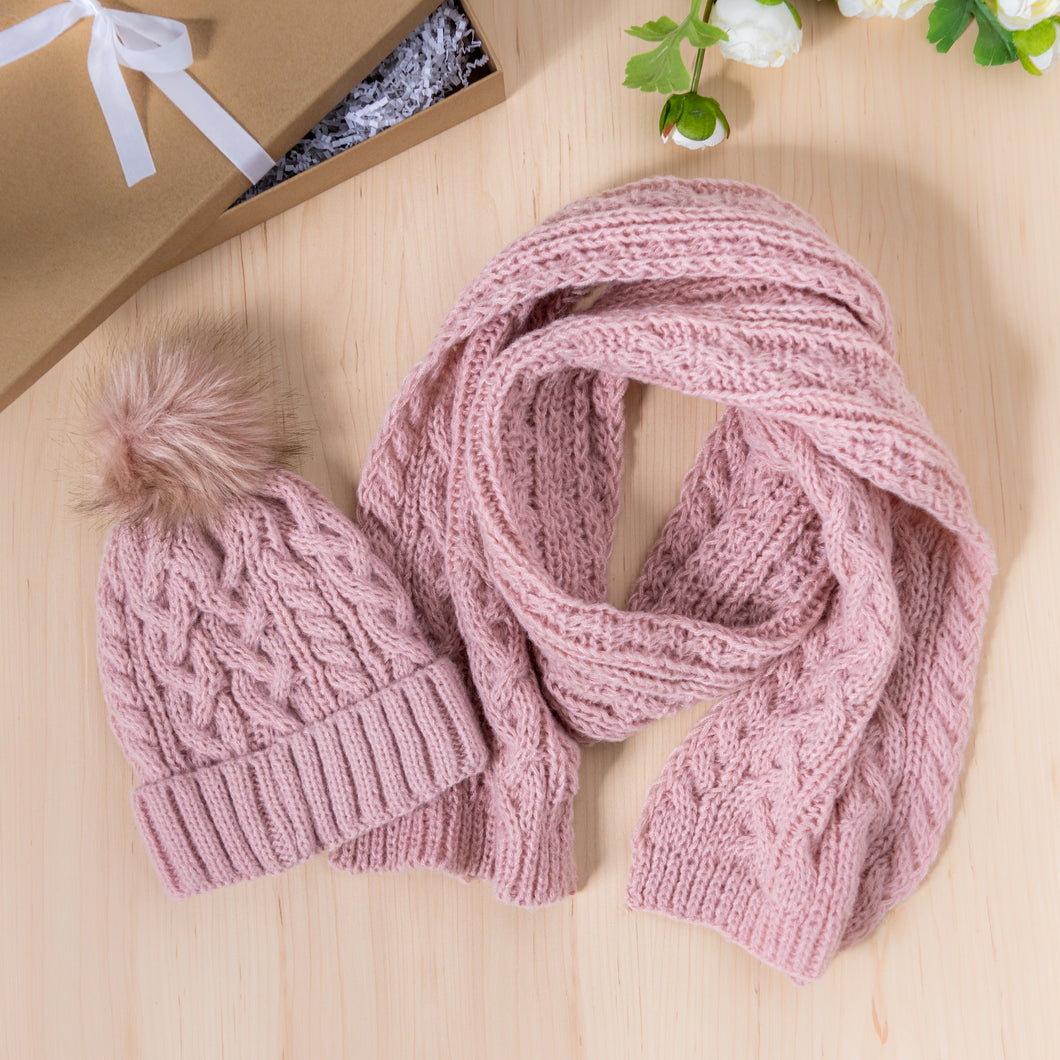 Pink Scarf and Hat Giftset w/ Box