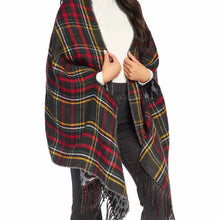 Load image into Gallery viewer, Tartan Scarf Wrap Gray Reversible