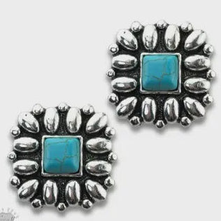 Pair of silver earrings with turquoise stones