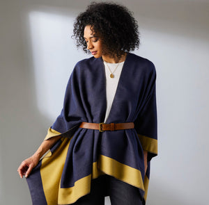 Reversible  Kimono - Mustard and Navy