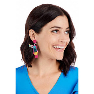 Beaded Drink Earrings Pink