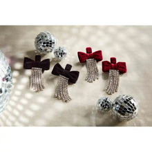 Load image into Gallery viewer, Velvet Bow Earrings Red