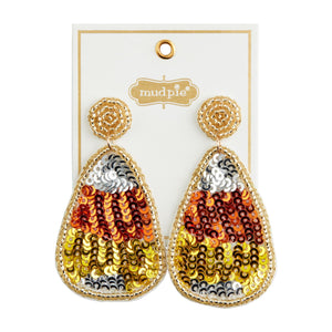 HALLOWEEN BEADED EARRINGS-CORN