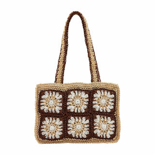 Neutral Floral Crochet Mini Tote