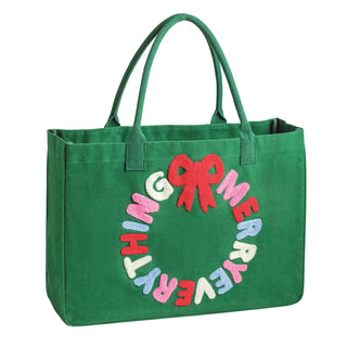 green-holiday-boucle-tote